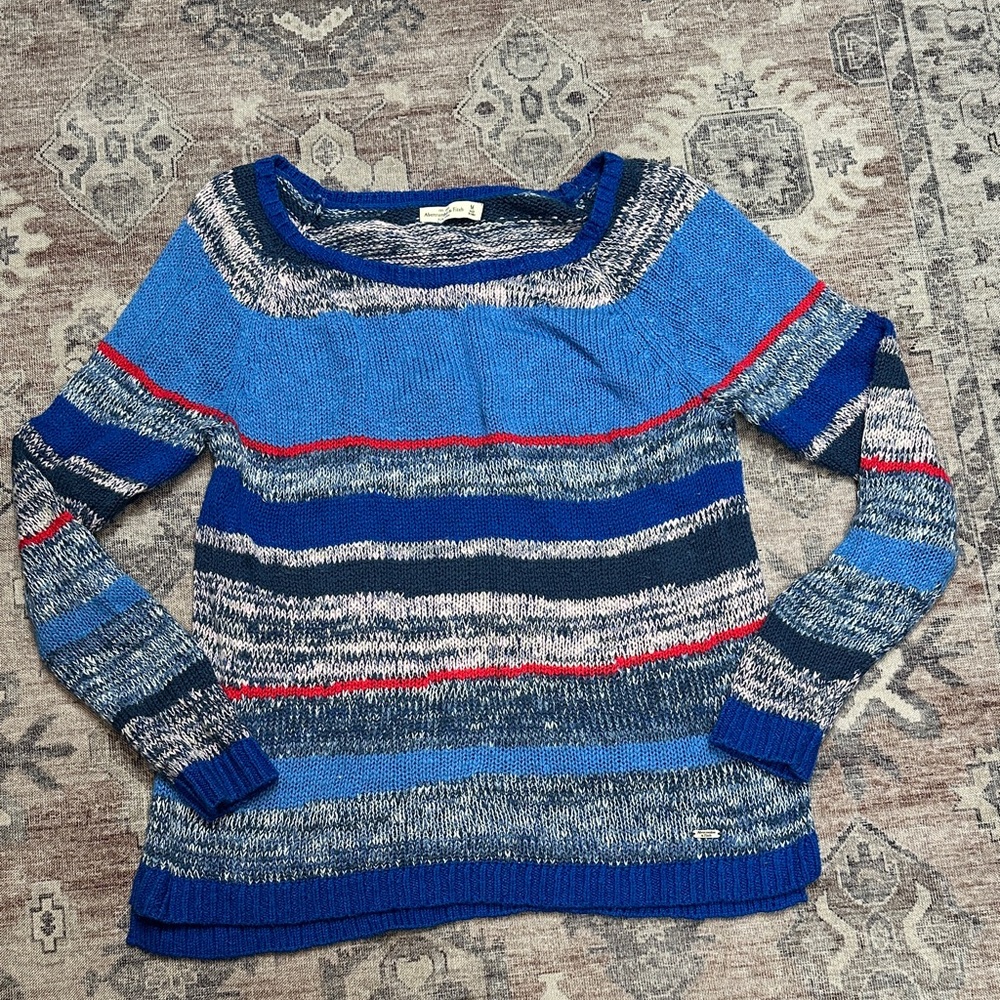 Abercrombie and fitch Blue Striped Women's Sweater size medium